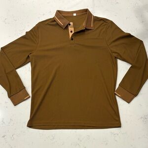 Long-Sleeve Polo Shirt in Brown